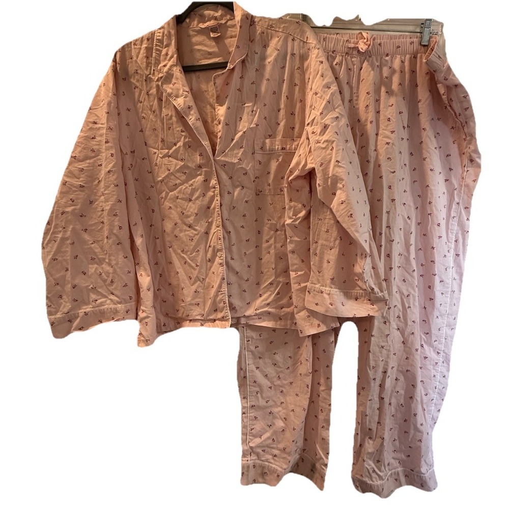 Victorias Secret Pink Blush Floral‎ Logo Pajama Set Womens Size XXL Pockets